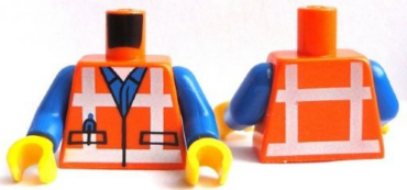 973pb1561c01 - Torso Safety Vest with Reflective Crossed Stripes over Blue Shirt Pattern / Blue Arms / Yellow Hands