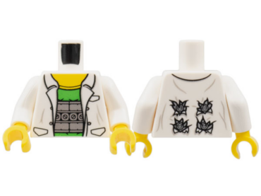 973pb1731c01 - Torso Lab Coat with Pockets over Bright Green Shirt Pattern (Doc Ock) / White Arms / Yellow Hands