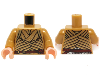 973pb1800c01 - Torso LotR Robe with Woven Gold Strips and Dark Red Belt Pattern (Elrond) / Pearl Gold Arms / Light Nougat Hands
