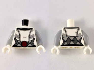 973pb1842c01 - Torso SW Female Robe with Reddish Brown Belt Buckle Pattern (Asajj Ventress 75087) / Light Bluish Gray Arms / White Hands