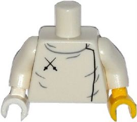 973pb1846c01 - Torso Fencing Plastron with 2 Black Crossed Swords Pattern / White Arms / Yellow Hand Left / White Hand Right