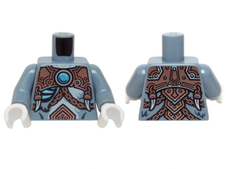 973pb1911c01 - Torso Fur with Glowing Bones, Copper Armor with Rivets, Chains and Blue Round Jewel (Chi) Pattern / Sand Blue Arms / White Hands