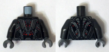 973pb1944c01 - Torso Armor Robot with Light Bluish Gray Panels and Red Lights Pattern / Pearl Dark Gray Arms / Dark Bluish Gray Hands