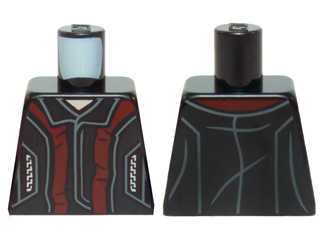 973pb1969 - Torso Vest with Collar, Dark Red Panels and Pockets with Silver Zippers Pattern