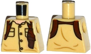 973pb2075 - Torso Shirt with 4 Buttons, Flap Pockets, Open Collar and Brown Holster Pattern