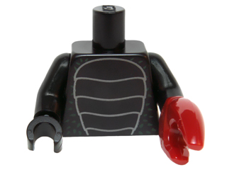 973pb2107c01 - Torso Insect with Shell with Scales and Dark Green Specks Pattern / Black Arms / Black Hand Right / Dark Red Crab Pincer Left