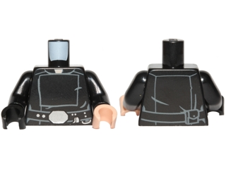 973pb2110c01 - Torso SW Jedi Robe, Belt with Silver Accessories Pattern / Black Arms / Light Nougat Hand Left / Black Hand Right