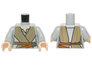 973pb2118c01 - Torso SW Female Outline, Open Neck Shirt, Dark Tan Tied Robe, Dark Orange Belt Pattern / Light Bluish Gray Arms / Light Nougat Hands