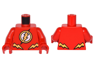 973pb2296c01 - Torso Super Hero Yellow Lightning Bolt in Circle and Lightning Bolts Pattern (Flash) / Red Arms / Red Hands