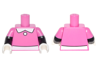 973pb2325c01 - Torso White Collar, Button, and Belt Front and Back Pattern / Black Arms with Molded Dark Pink Short Sleeves Pattern / White Hands