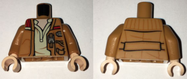 973pb2348c01 - Torso SW Jacket with Pockets, Zipper and Gadgets, White Undershirt Pattern / Medium Nougat Arms / Light Nougat Hands
