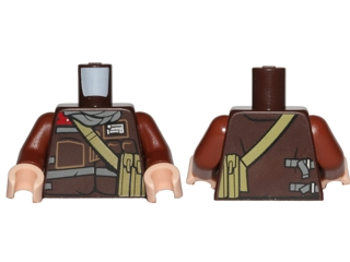 973pb2557c01 - Torso SW Jacket with Dark Bluish Gray Scarf and Dark Tan Pocket Device Pattern (Rebel Trooper) / Reddish Brown Arms / Light Nougat Hands