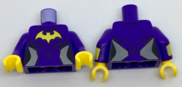 973pb2624c01 - Torso Female Outline with Yellow Bat and Silver Side Trim Pattern / Dark Purple Arms with Yellow Cuffs Pattern / Yellow Hands