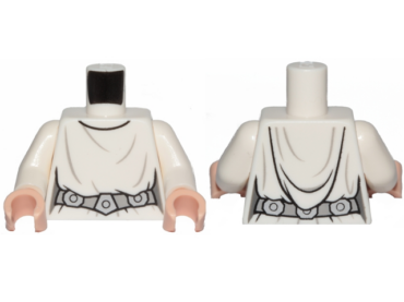 973pb2692c01 - Torso SW Loose Dress Dark Bluish Gray Folds, Detailed Belt Pattern (Leia) / White Arms / Light Nougat Hands