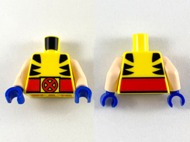 973pb2712c01 - Torso Shirt with Black Marks on Sides and Red Belt with X-Men Logo Buckle Pattern (Wolverine) / Light Nougat Arms / Blue Hands