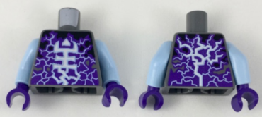 973pb2718c01 - Torso White and Bright Light Blue Rogul Symbol and Lightning over Dark Purple and Black Pattern / Bright Light Blue Arms / Dark Purple Hands