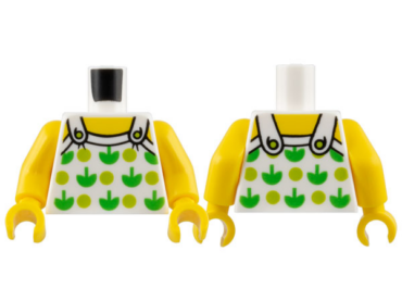 973pb2732c01 - Torso Halter Top with Green Apples and Lime Spots and Back Print Pattern / Yellow Arms / Yellow Hands