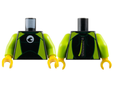 973pb2739c01 - Torso Wetsuit with White Logo, Lime Sides and Silver Zipper with Cord on Back Pattern / Lime Arms / Yellow Hands