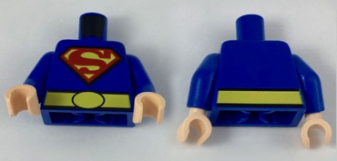 973pb2778c01 - Torso Shirt with Red and Yellow Superman 'S' Logo and Wide Yellow Belt Pattern / Blue Arms / Light Nougat Hands