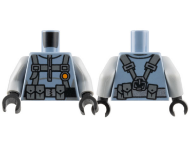 973pb2827c01 - Torso Scuba Suit with Utility Belt with 3 Pouches Front, 3 Pouches Back Pattern / Light Bluish Gray Arms / Black Hands