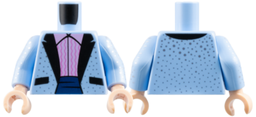 973pb2846c01 - Torso Tuxedo Jacket with Silver Dots, Bright Pink Ruffled Shirt Pattern / Bright Light Blue Arms with Silver Dots Pattern / Light Nougat Hands