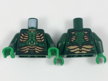 973pb2986c01 - Torso Parademon Armor with Green Highlights and Tan Scale Panels Pattern / Dark Green Arms / Green Hands