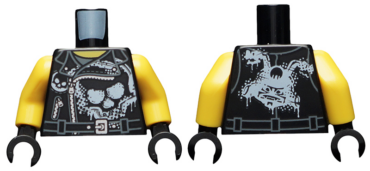 973pb2998c01 - Torso Biker Vest with Skull Graffiti on Front, Sons of Garmadon Logo Graffiti on Back Pattern / Yellow Arms / Black Hands