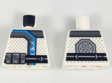 973pb2999 - Torso Ninja Robe with Silver and Dark Azure Trim, Ninjago Logogram 'ICE', Black Belt with Silver Pouches, Symbol on Back Pattern