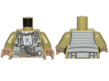 973pb3038c01 - Torso SW Resistance A-wing Pilot with DB Gray Vest and LB Gray Front Panel with Breathing Apparatus Pattern / Olive Green Arms / Dark Tan Hands