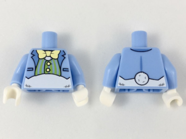 973pb3051c01 - Torso Suit Jacket with Lime Striped Vest, Bow Tie and White Fur Midriff Pattern (Easter Bunny) / Bright Light Blue Arms / White Hands