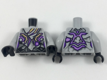 973pb3115c01 - Torso Female, Tattered Vest and Bandana, Purple and Yellow Streaks Pattern / Light Bluish Gray Arms / Black Hands
