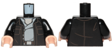 973pb3121c01 - Torso SW Open Jacket with Pockets and Light Bluish Gray Open Shirt Pattern (Poe Dameron) / Black Arms / Light Nougat Hands