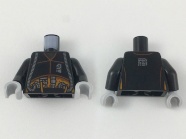 973pb3135c01 - Torso SW Dark Orange Seams, Silver Badge, Hoses and Mechanical Components Pattern / Black Arms / Light Bluish Gray Hands