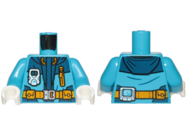 973pb3142c01 - Torso Jacket with Monitor Device, Bright Light Orange Belt and Zipper Pocket Pattern / Dark Azure Arms / White Hands