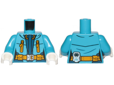 973pb3153c01 - Torso Female Jacket with Bright Light Orange Belt and Zipper Pockets Pattern / Dark Azure Arms / White Hands