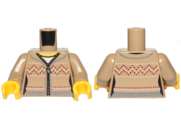 973pb3333c01 - Torso Ninjago Female Fair Isle Sweater with Zip Pattern / Dark Tan Arms / Yellow Hands