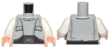 973pb3348c01 - Torso SW Pocket-Vest with Gray Wrinkles and Techno-Buckle Pattern (Lobot) / White Arms / Light Nougat Hands