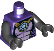 973pb3419c01 - Torso Ninjago Snake with Light Blue Gem and Black Scales with Gold Spikes Pattern (Pythor) / Black Arms / Black Hands