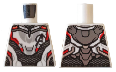 973pb3482 - Torso Armor with Black Avengers Logo and Panel with Silver Dots, Red and Light Bluish Gray Trim Pattern