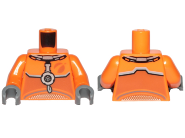 973pb3557c01 - Torso Spacesuit with Dark Bluish Gray Stripes Pattern / Orange Arms / Dark Bluish Gray Hands