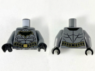 973pb3605c01 - Torso Batman Black Bat with Gold Outline, Black Muscles Outline, Black Belt with Gold Buckle and Borders Pattern / Dark Bluish Gray Arms / Black Hands