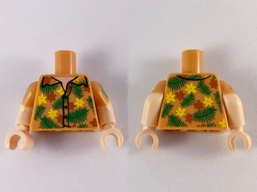 973pb3630c01 - Torso Hawaiian Shirt Pattern / Light Nougat Arms with Nougat Short Sleeves and Hawaiian Pattern / Light Nougat Hands