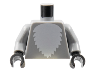 973pb3649c02 - Torso with White Fur Pattern / Light Bluish Gray Arms / Black Hands