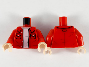 973pb3727c01 - Torso Shirt with Collar and Pockets, White T-Shirt Pattern / Red Arms / Light Nougat Hands