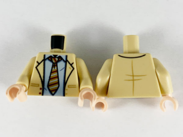 973pb3728c01 - Torso Jacket with Lapels, Light Bluish Gray Shirt and Medium Nougat Tie with Stripes Pattern / Tan Arms / Light Nougat Hands
