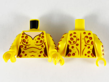 973pb3738c01 - Torso Female Catsuit, Light Nougat Neck, Dark Orange Leopard Spots Pattern / Yellow Arms with Leopard Spots Pattern / Yellow Hands