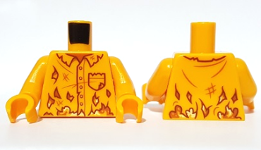 973pb3796c01 - Torso Torn and Ripped Shirt, Collar and Pocket Pattern / Bright Light Orange Arms / Bright Light Orange Hands