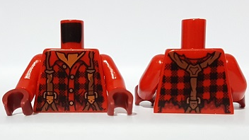 973pb3797c01 - Torso Plaid Flannel Shirt with Suspenders Pattern / Red Arms / Dark Red Hands