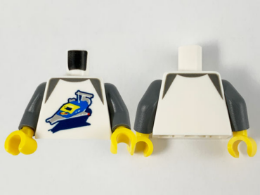 973pb3868c01 - Torso Shirt with Dark Bluish Gray Shoulders and Set 918 Classic Space Transport Pattern / Dark Bluish Gray Arms / Yellow Hands
