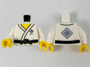 973pb3872c01 - Torso Gi with Dark Bluish Gray Diamond on Lapel and Back, Black Belt Pattern / White Arms / Yellow Hands